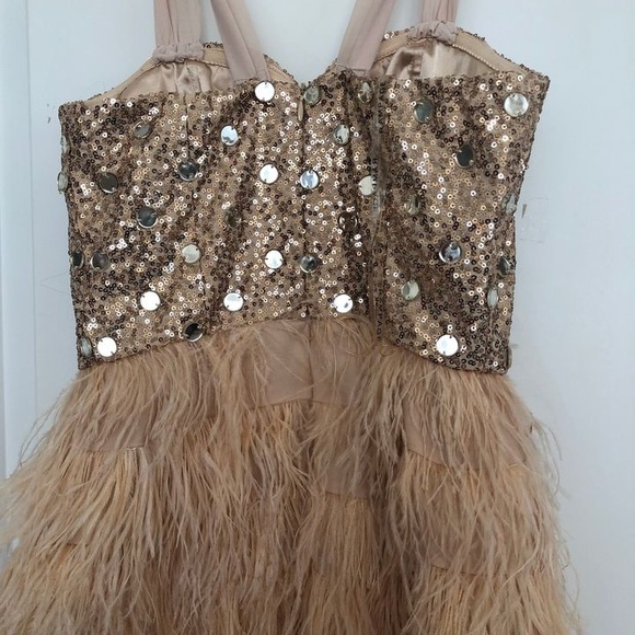 3/$20 Junior Dress RAMEPAGE Sequined with feather hem, Tag says Size 5 - Picture 8 of 13